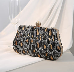 Casual Pearl Beaded Shoulder Bag Metal Cage Clutches Handbags Mssza