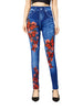 Casual Pencil Faux Denim High Waist Elastic Butterfly Pritned Leggins Mssza