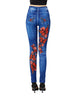 Casual Pencil Faux Denim High Waist Elastic Butterfly Pritned Leggins Mssza