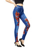 Casual Pencil Faux Denim High Waist Elastic Butterfly Pritned Leggins Mssza