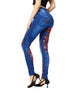 Casual Pencil Faux Denim High Waist Elastic Butterfly Pritned Leggins Mssza