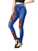 Casual Pencil Faux Denim High Waist Elastic Butterfly Pritned Leggins Mssza