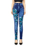 Casual Pencil Faux Denim High Waist Elastic Butterfly Pritned Leggins Mssza