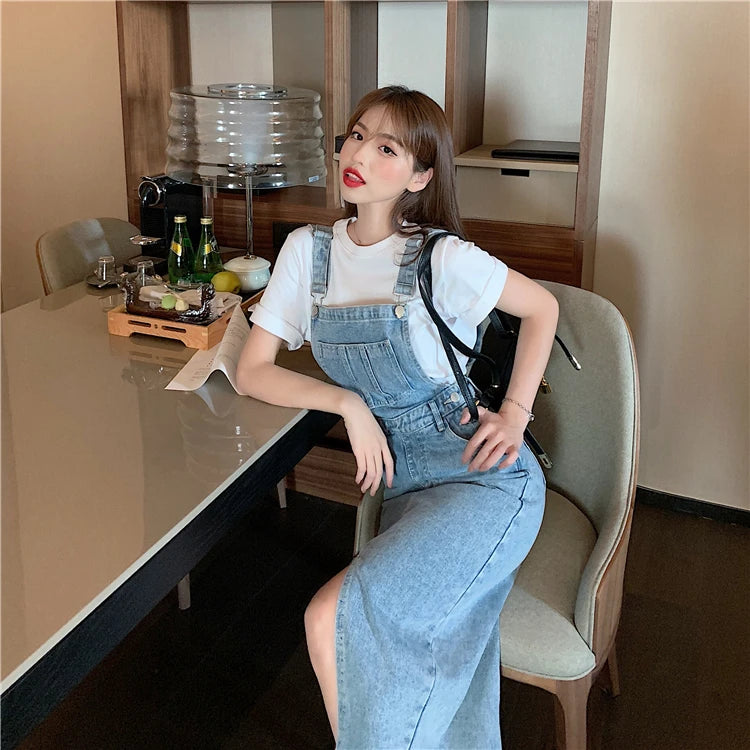 Casual Pencil Slash Neck Non Stretch Adjustable Strap Jean Rompers Mssza