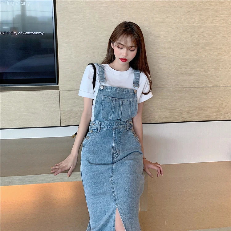 Casual Pencil Slash Neck Non Stretch Adjustable Strap Jean Rompers Mssza