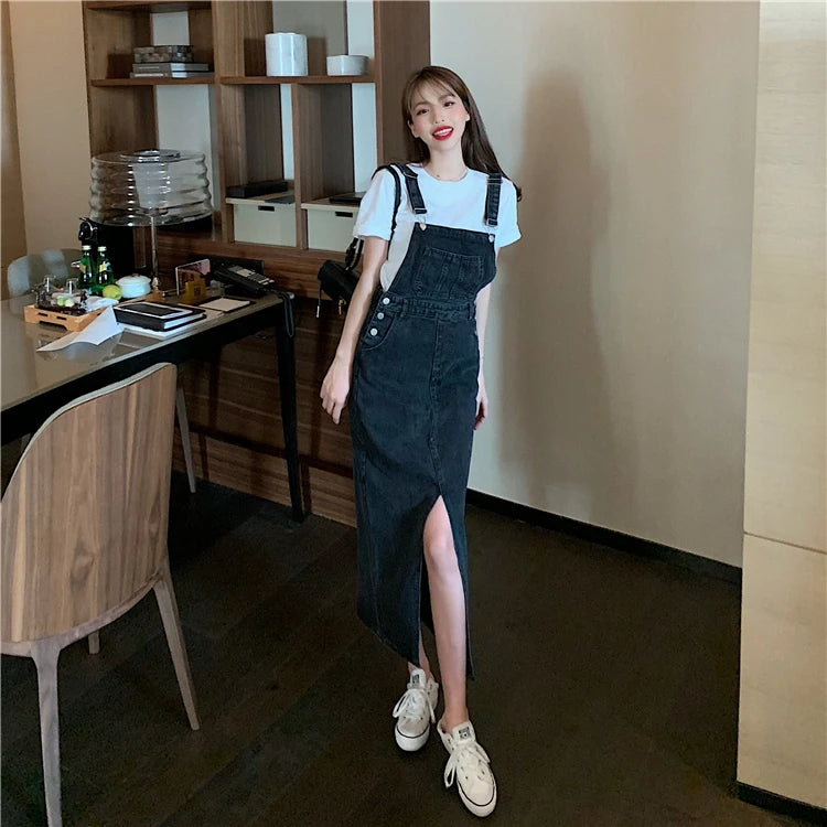 Casual Pencil Slash Neck Non Stretch Adjustable Strap Jean Rompers Mssza