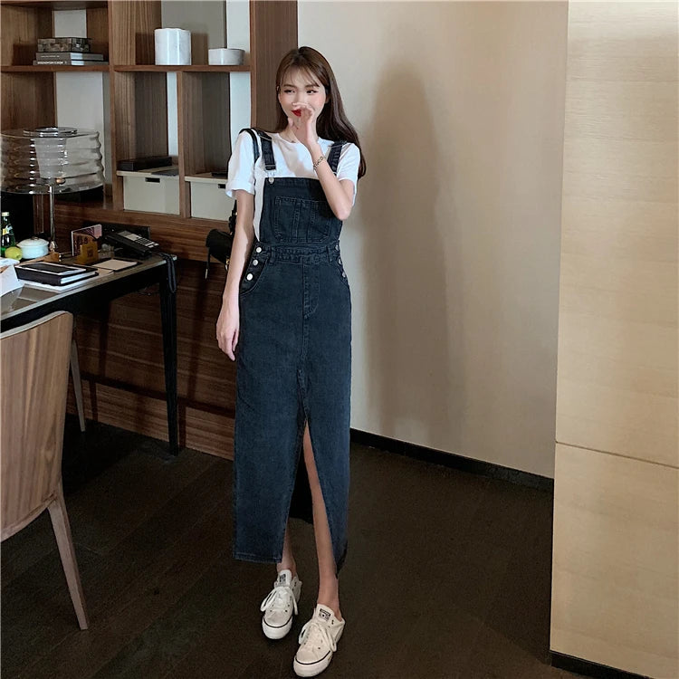 Casual Pencil Slash Neck Non Stretch Adjustable Strap Jean Rompers Mssza