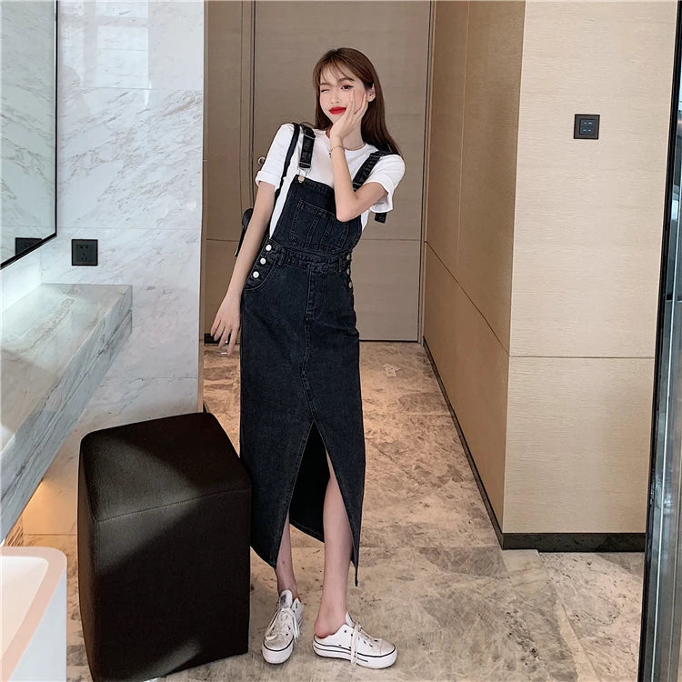 Casual Pencil Slash Neck Non Stretch Adjustable Strap Jean Rompers Mssza