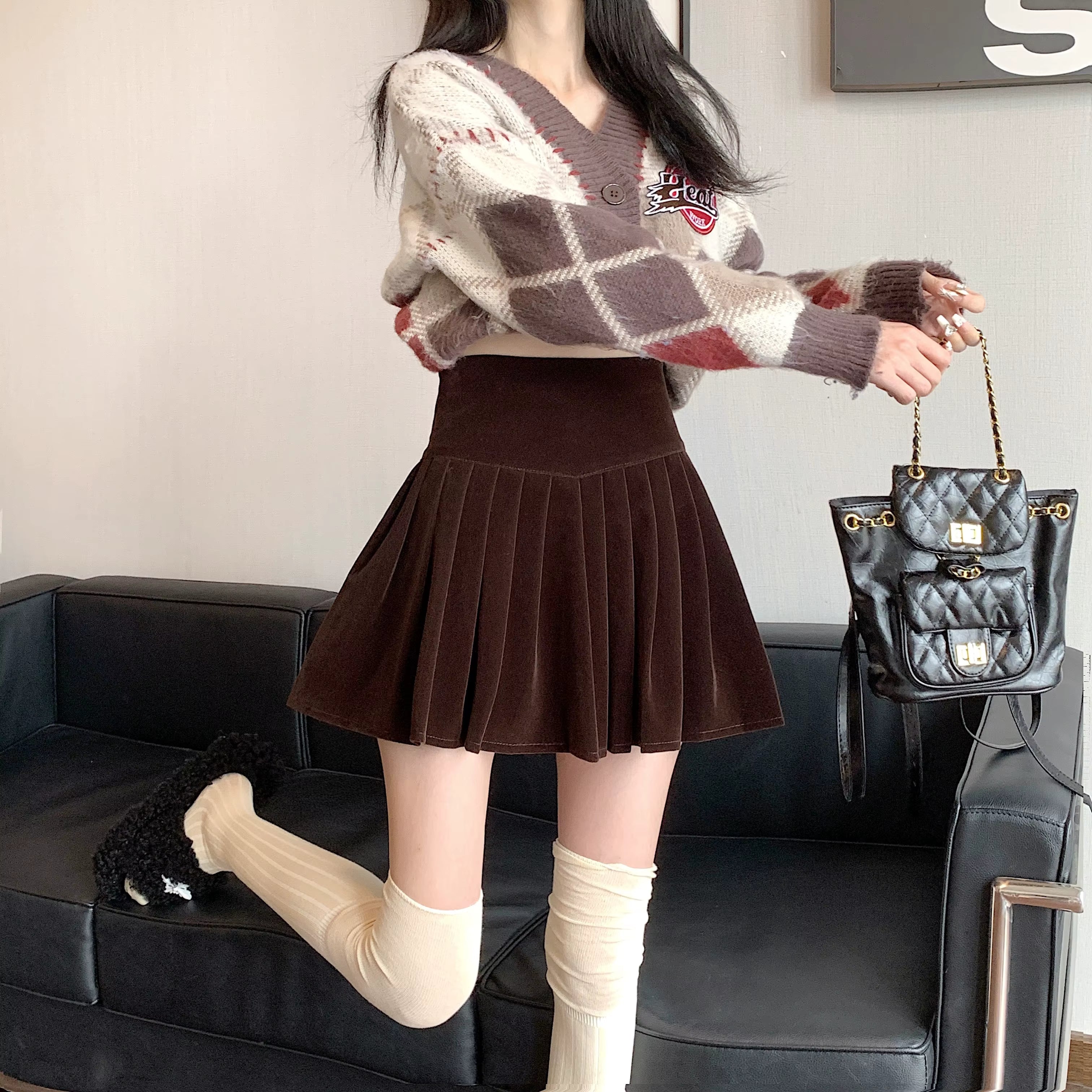 Casual Pleated Empire A-Line High Waist Medium Stretch Mini Skirts Mssza