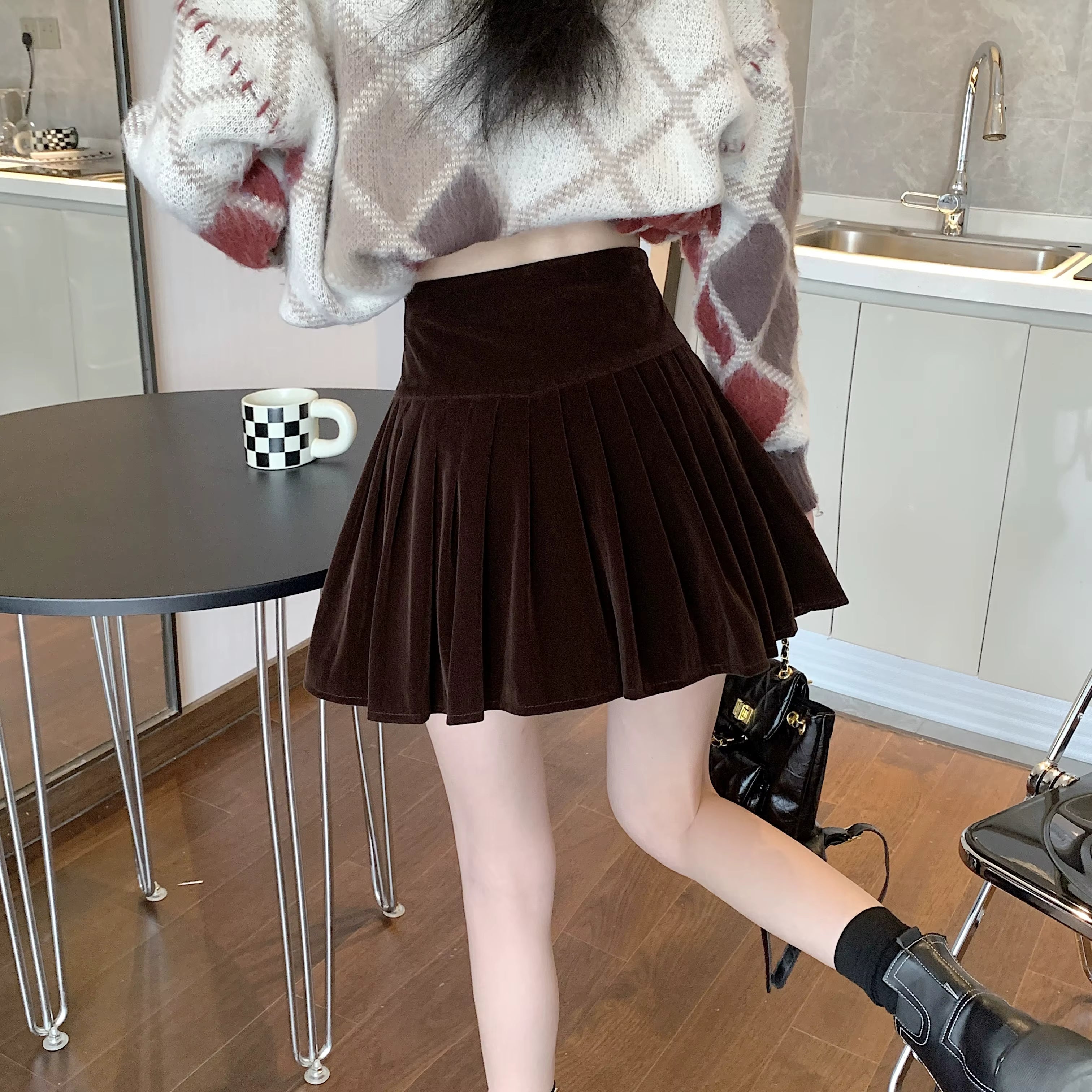 Casual Pleated Empire A-Line High Waist Medium Stretch Mini Skirts Mssza