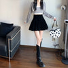 Casual Pleated Empire A-Line High Waist Medium Stretch Mini Skirts Mssza
