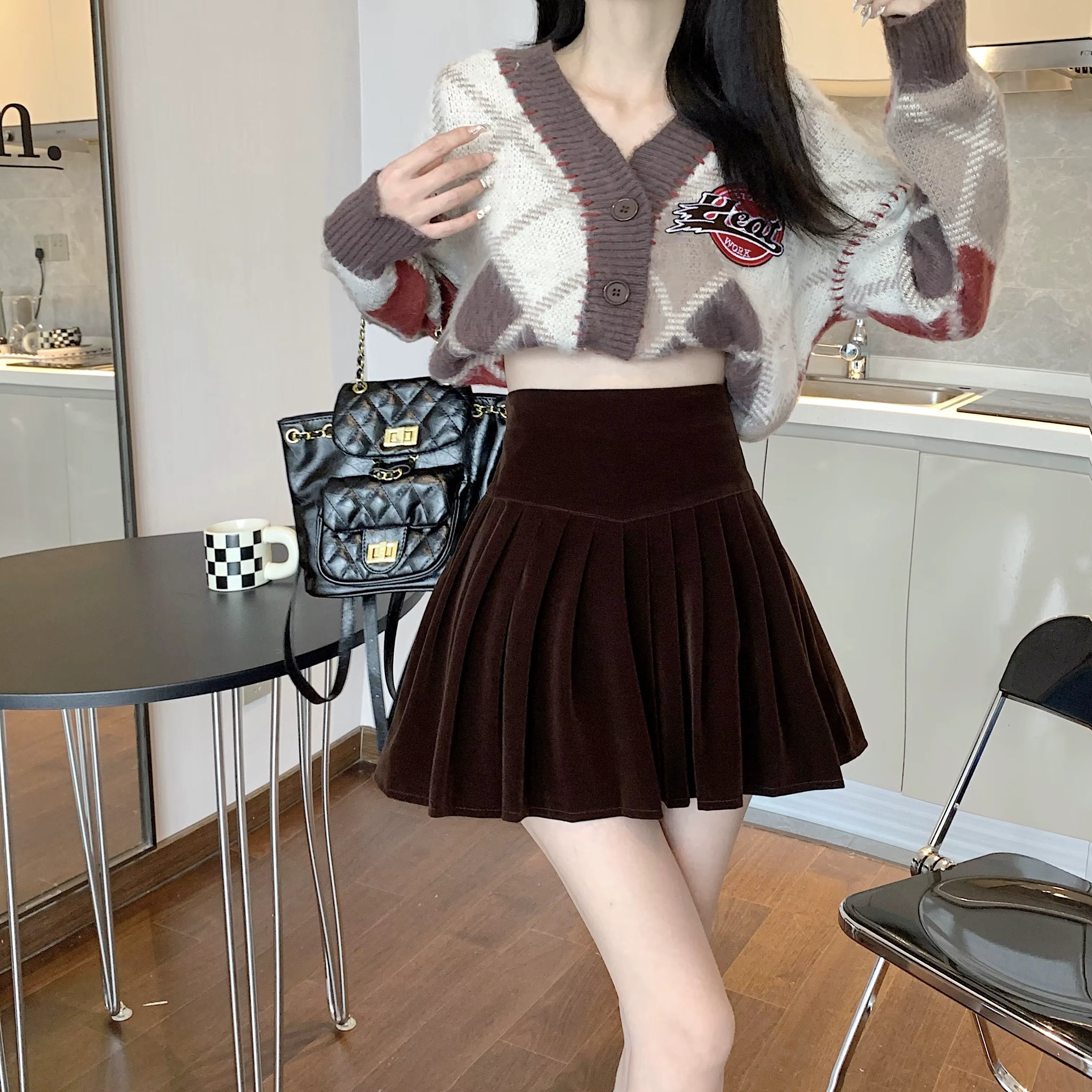 Casual Pleated Empire A-Line High Waist Medium Stretch Mini Skirts Mssza