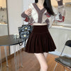 Casual Pleated Empire A-Line High Waist Medium Stretch Mini Skirts Mssza