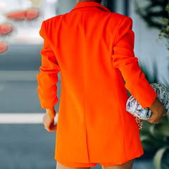 Casual Pocket Design Lady Business Cardigan Coat Shorts Set Office Outfit Short Suits Mssza