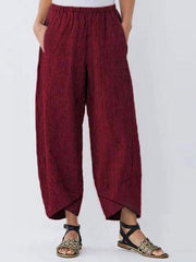 Casual Pocket Elastic Waist Stripe Pants Mssza