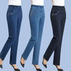 Casual Pocket Embroidery High Waist Stretch Straight Leg Pants Mssza