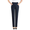 Casual Pocket Embroidery High Waist Stretch Straight Leg Pants Mssza