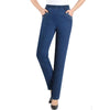 Casual Pocket Embroidery High Waist Stretch Straight Leg Pants Mssza