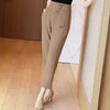 Casual Pockets Button Zipper High Waist Office Lady Ankle Length Trousers Mssza
