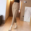 Casual Pockets Button Zipper High Waist Office Lady Ankle Length Trousers Mssza