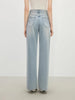 Casual Pockets Long Thin High Waist Drape Zipper Fly Wide-leg Straight Jeans Mssza