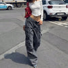 Casual Pockets Trendy Trousers Retro High-Waisted Straight Leg Jeans Mssza