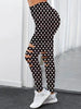 Casual Polka Dot Five Knife Hole Elastic High-Waisted Leggings Mssza