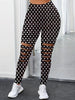 Casual Polka Dot Five Knife Hole Elastic High-Waisted Leggings Mssza
