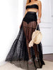 Casual Polka Dot Mesh Transparent High Waist Beach Style Loose Pleated Skirt Mssza