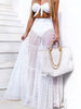Casual Polka Dot Mesh Transparent High Waist Beach Style Loose Pleated Skirt Mssza