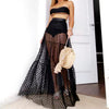Casual Polka Dot Mesh Transparent High Waist Beach Style Loose Pleated Skirt Mssza