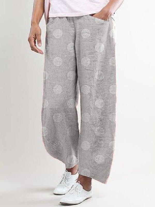 Casual Polka Dot Print Pocket Pants Mssza