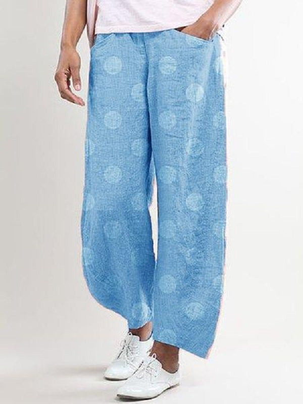 Casual Polka Dot Print Pocket Pants Mssza