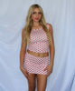 Casual Polka Dot Printed Off One Shoulder Tank Top Mini Skirt 2 Piece Set Mssza