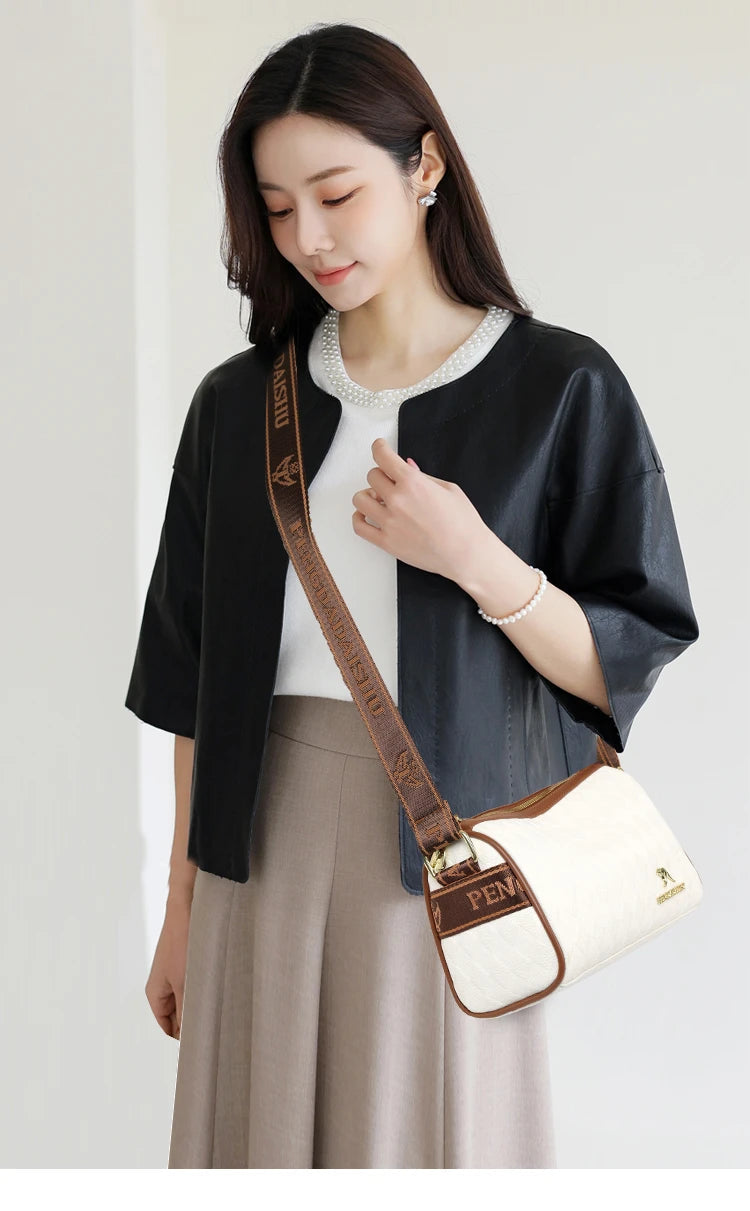 Casual Polyester Baguette Solid Zipper Messenger Shoulder Crossbody Bag Mssza