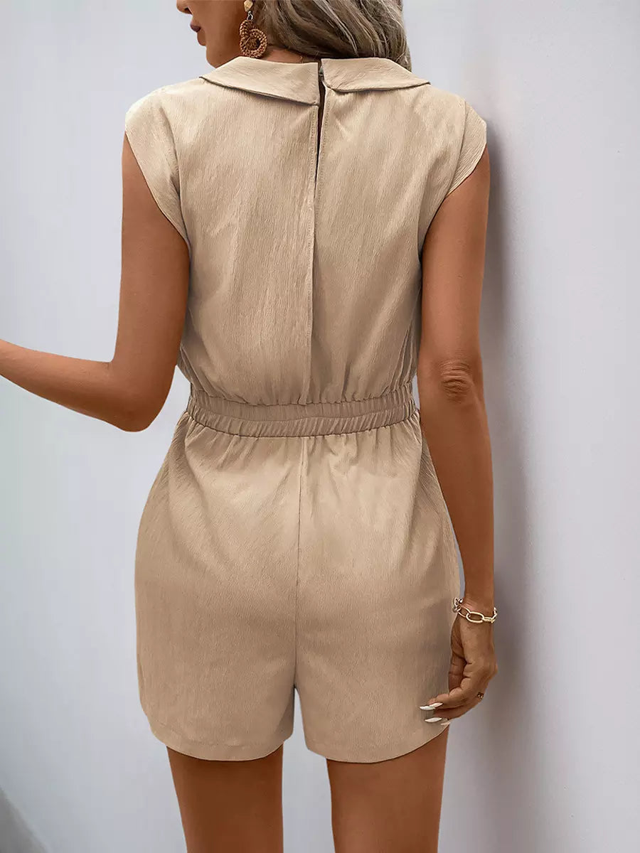 Casual Polyester Drawstring Waist Sleeveless V-neck Jumpsuits Mssza