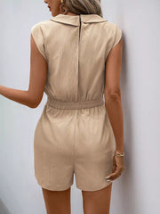 Casual Polyester Drawstring Waist Sleeveless V-neck Jumpsuits Mssza
