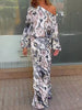 Casual Print Off Shoulder Asymmetrical T-shirt And Skirt Loose Two-piece Set Mssza