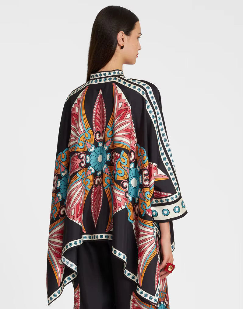 Casual Print Wide Leg Pants Loose Long Sleeve Shirt Two Piece Set Mssza