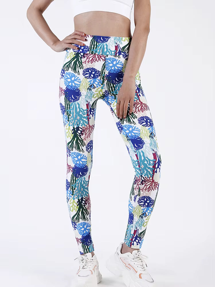 Casual Printed Elastic Workout High Waist Fitness Leggings Mssza