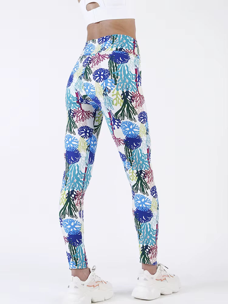 Casual Printed Elastic Workout High Waist Fitness Leggings Mssza