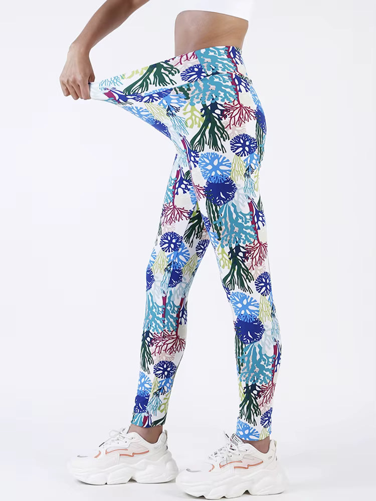 Casual Printed Elastic Workout High Waist Fitness Leggings Mssza
