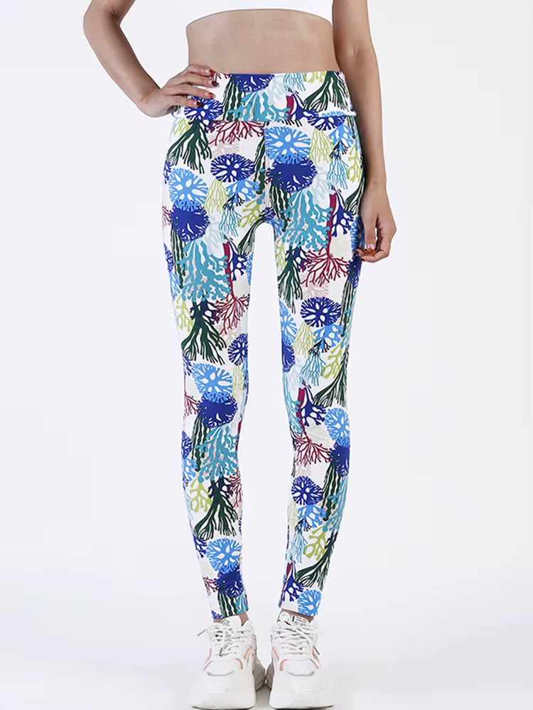Casual Printed Elastic Workout High Waist Fitness Leggings Mssza