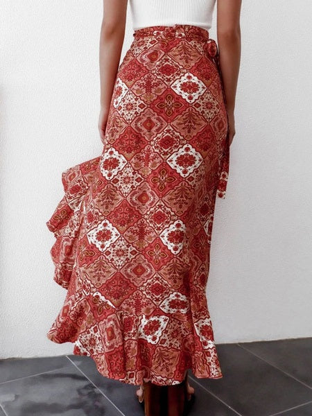 Casual Printed Polyester Skirt Bottoms Mssza