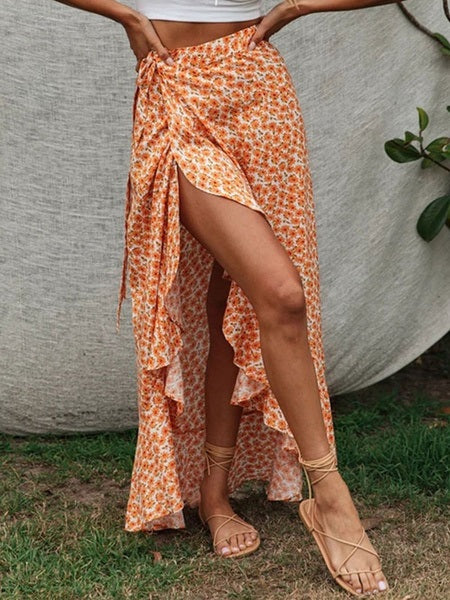 Casual Printed Polyester Skirt Bottoms Mssza