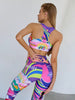 Casual Printed Tank Top Bra And High Waist Skinny Pants Tracksuits Two Piece Mssza