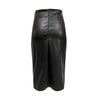 Casual Pu Leather Irregular High Waist Slim Midi Length Skirt Mssza