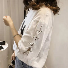 Casual Pullover Graphic Short Sleeve Lace Loose T-shirt Mssza