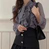 Casual Pullover Long Sleeve Chiffon Sweet Bow Single-Piece Shirt Blouse Mssza