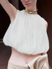 Casual Pullover O-Neck Sleeveless Zipper Spliced Loose Blouses Mssza